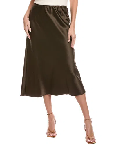 Eileen Fisher Petite Bias Silk-blend Midi Skirt In Green