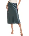 Eileen Fisher Petite Bias Silk-blend Midi Skirt In Green
