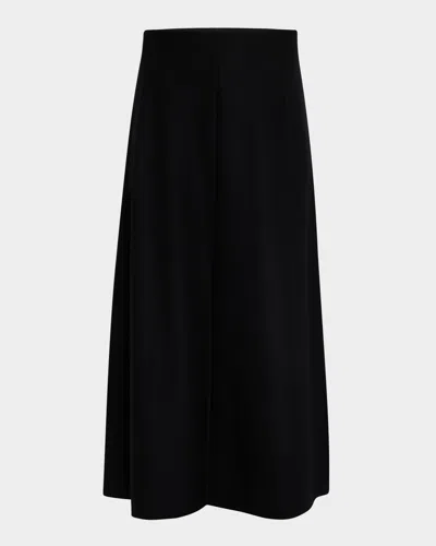 Eileen Fisher Petite Boiled Wool Jersey Midi Skirt In Black