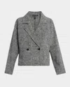 Eileen Fisher Petite Boxy Organic Cotton Tweed Blazer In Blackwhite