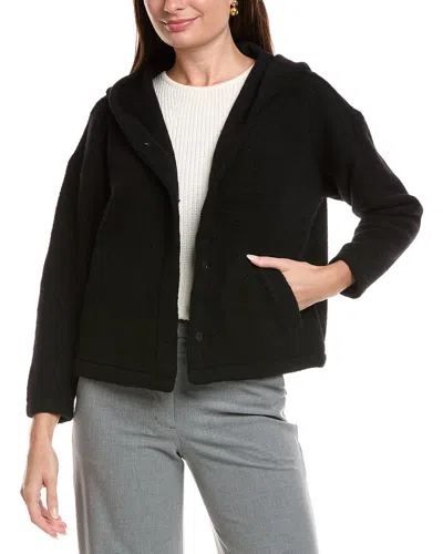 Eileen Fisher Petite Boxy Wool-blend Jacket In Black