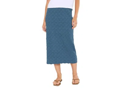Eileen Fisher Petite Bubble Jacquard Straight Skirt Women's Skirt Cold Spring: Pm (10p-12p), Cotton/nylon/polyeste In Blue