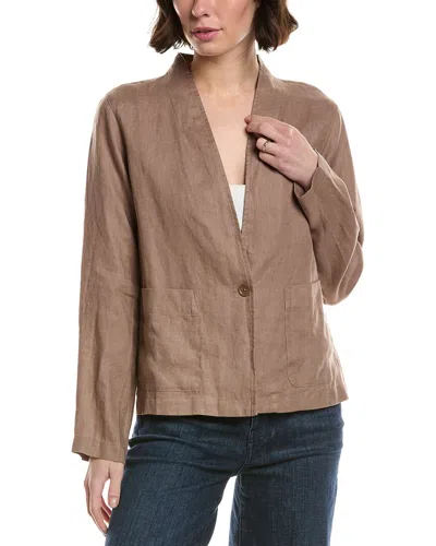 Eileen Fisher Petite Button Jacket In Brown