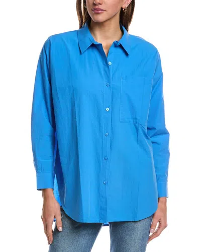 Eileen Fisher Petite Classic Collar Long Shirt In Blue