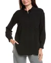 Eileen Fisher Petite Classic Collar Long Silk Shirt In Black