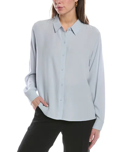 Eileen Fisher Petite Classic Collar Silk Shirt In Blue
