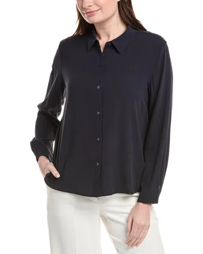 Eileen Fisher Petite Classic Collar Silk Shirt In Blue
