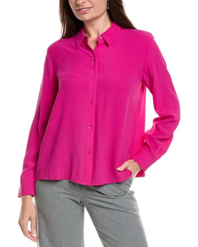 Eileen Fisher Petite Classic Collar Silk Shirt In Pink