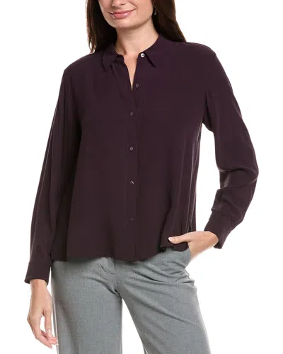 Eileen Fisher Petite Classic Collar Silk Shirt In Purple