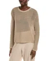 Eileen Fisher Petite Crewneck Linen-blend Sweater In Brown