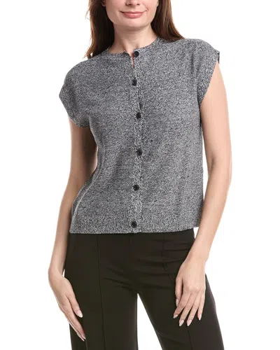 Eileen Fisher Petite Crewneck Linen-blend Vest In Black