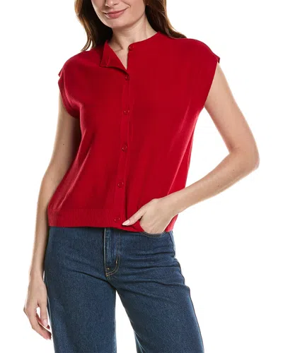 Eileen Fisher Petite Crewneck Linen-blend Vest In Red