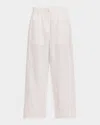 Eileen Fisher Petite Cropped Straight-leg Organic Linen Pants In White
