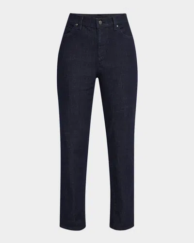 Eileen Fisher Petite Cropped Straight-leg Stretch Denim Pants In Deep Indigo