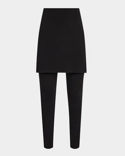 Eileen Fisher Petite Cropped Stretch Jersey Skirted Leggings In Black
