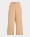 Eileen Fisher Cropped Wide-leg Organic Cotton Pants In Biscuit In Biscuit