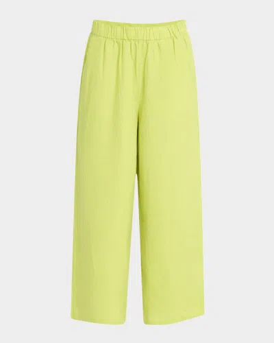 Eileen Fisher Petite Cropped Wide-leg Organic Linen Pants