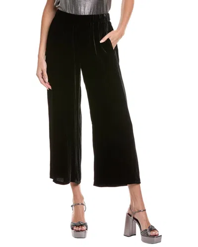 Eileen Fisher Petite Crushed Velvet Wide Leg Silk-blend Pant In Black