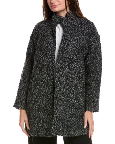Eileen Fisher Petite Curly Alpaca & Wool-blend Coat In Black