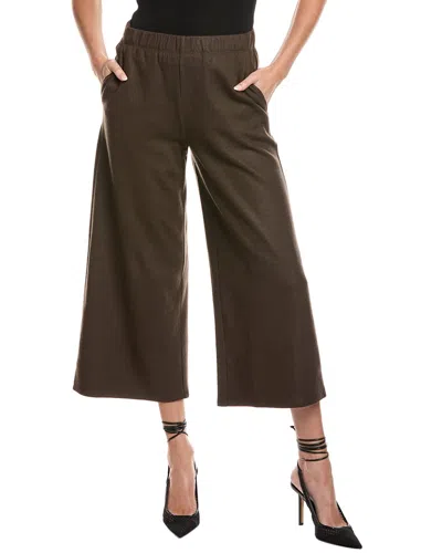 Eileen Fisher Petite Felted Wool Wide Leg Pant In Brown