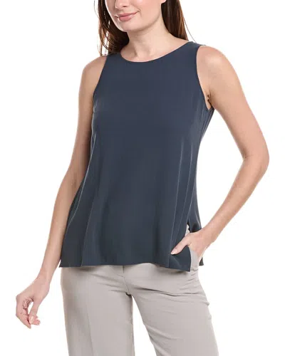 Eileen Fisher Petite Georgette Crepe Silk Tank In Blue