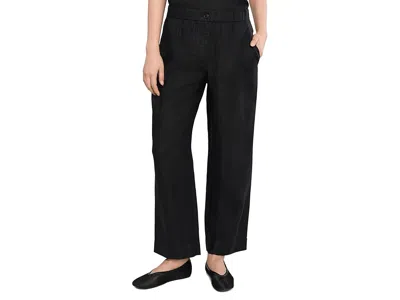 Eileen Fisher Petite Heavy Organic Linen Straight Full Length Trousers In Black