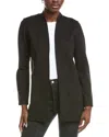 Eileen Fisher Petite High Collar Long Jacket In Black