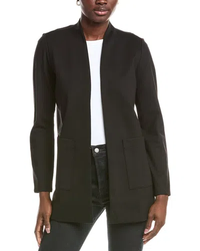 Eileen Fisher Petite High Collar Long Jacket In Black