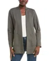 Eileen Fisher Petite High Collar Long Jacket In Gray