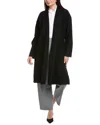 Eileen Fisher Petite High Collar Wool Coat In Black