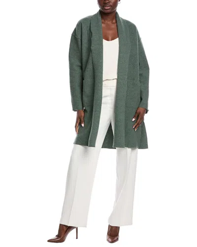 Eileen Fisher Petite High Collar Wool Coat In Blue
