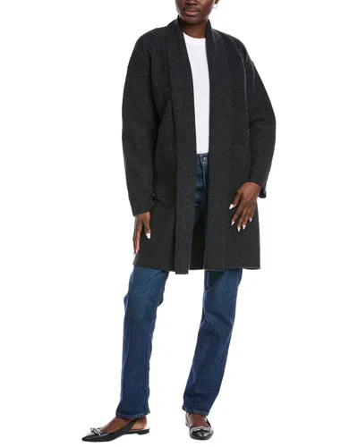 Eileen Fisher Petite High Collar Wool Coat In Gray