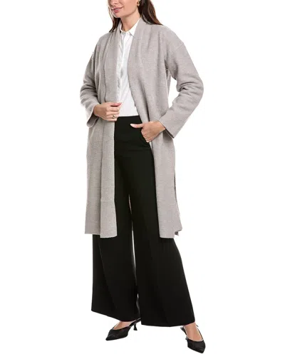 Eileen Fisher Petite High Collar Wool Coat In Gray