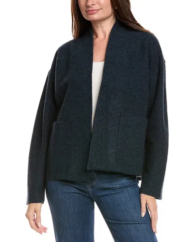 Eileen Fisher Petite High Collar Wool Jacket In Blue