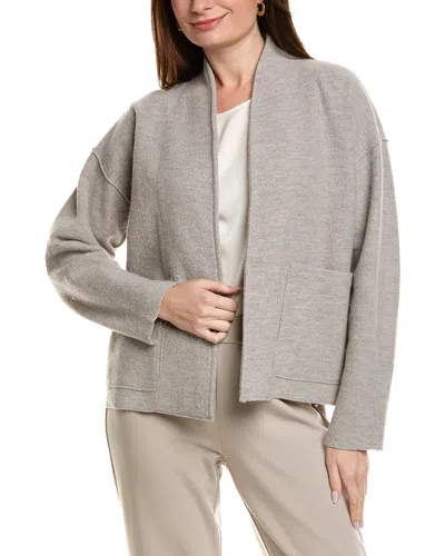 Eileen Fisher Petite High Collar Wool Jacket In Gray
