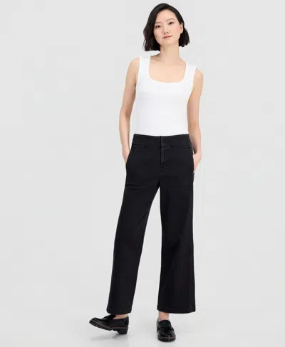 Eileen Fisher Petite High-rise Wide-leg Jeans In Black