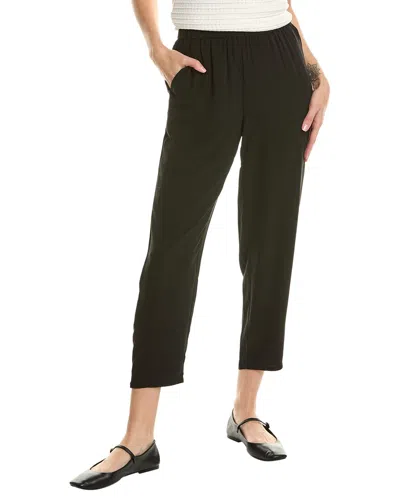 Eileen Fisher Petite High Waisted Silk Tap Ankle Pant In Black
