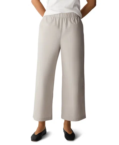 Eileen Fisher Petite High-waisted Wide-leg Elastic Waist Pants In Neutral