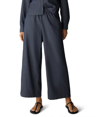 Eileen Fisher Petite High-waisted Wide-leg Pull-on Pants In Blue
