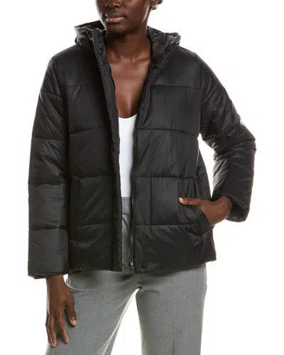 Eileen Fisher Petite Hooded Puffer Coat In Black