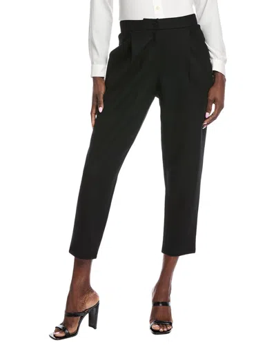 Eileen Fisher Petite Jersey Tapered Ankle Wool Trouser In Black
