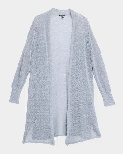 Eileen Fisher Petite Knit Open-front Long Cardigan In Greystone