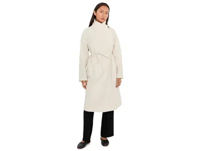 Eileen Fisher Petite Light Cotton Nylon High Drape Neck Coat Women's Jacket Plaster: Pl, Cotton/nylon In Neutral