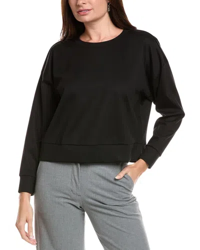 Eileen Fisher Petite Lightweight Ponte Round Neck Top In Black