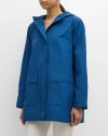 EILEEN FISHER PETITE LIGHTWEIGHT SNAP-FRONT HOODED ANORAK