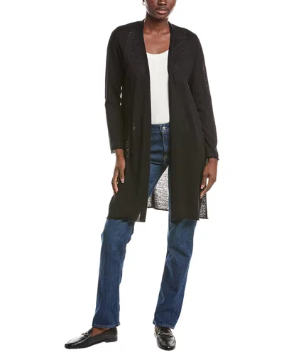 Eileen Fisher Petite Linen-blend Long Cardigan In Black