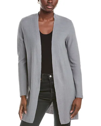 Eileen Fisher Petite Linen-blend Long Cardigan In Gray