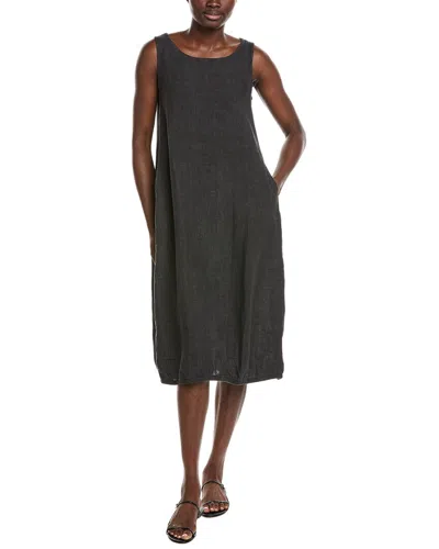 Eileen Fisher Petite Linen Lantern Dress In Black