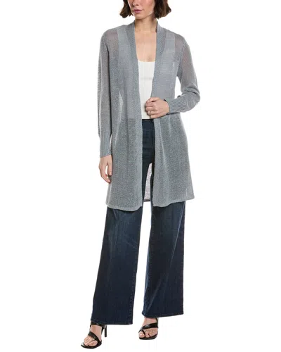 Eileen Fisher Petite Long Linen-blend Cardigan In Gray