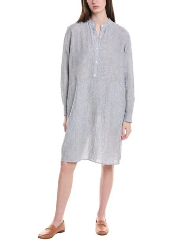Eileen Fisher Petite Mini Linen Tunic Dress In Silver